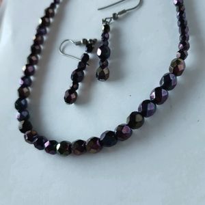 Multi coloured black/purple glass beaded set
